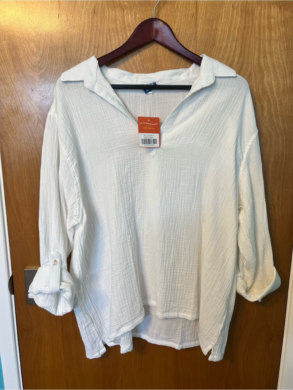 Ripskirt Hawaii White Popover top size XL new with tags!